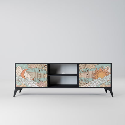 MYSTICAL STRUCTURE 2-Door TV Stand in Black Finish
