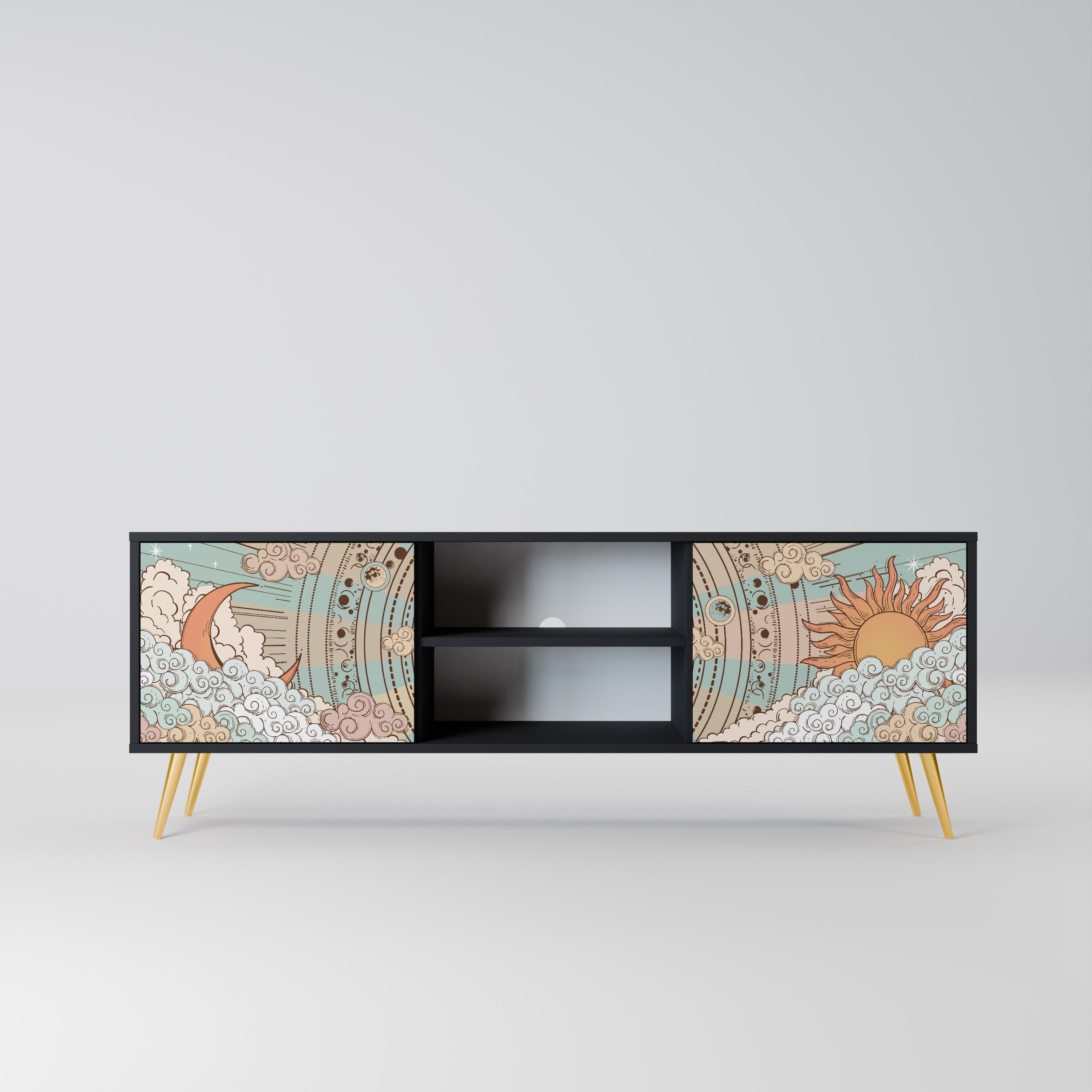 MYSTICAL STRUCTURE 2-dörrars TV-bänk i svart finish