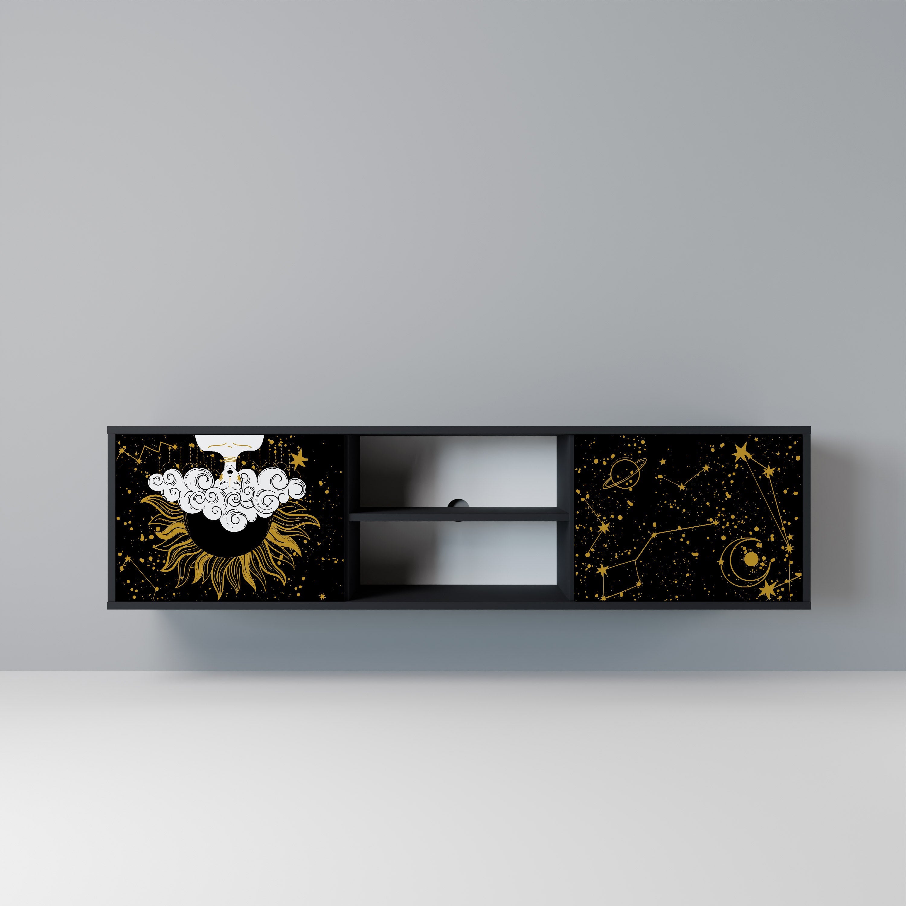 STELLAR CONSTELLATIONS 2-dörrars TV-bänk i svart finish