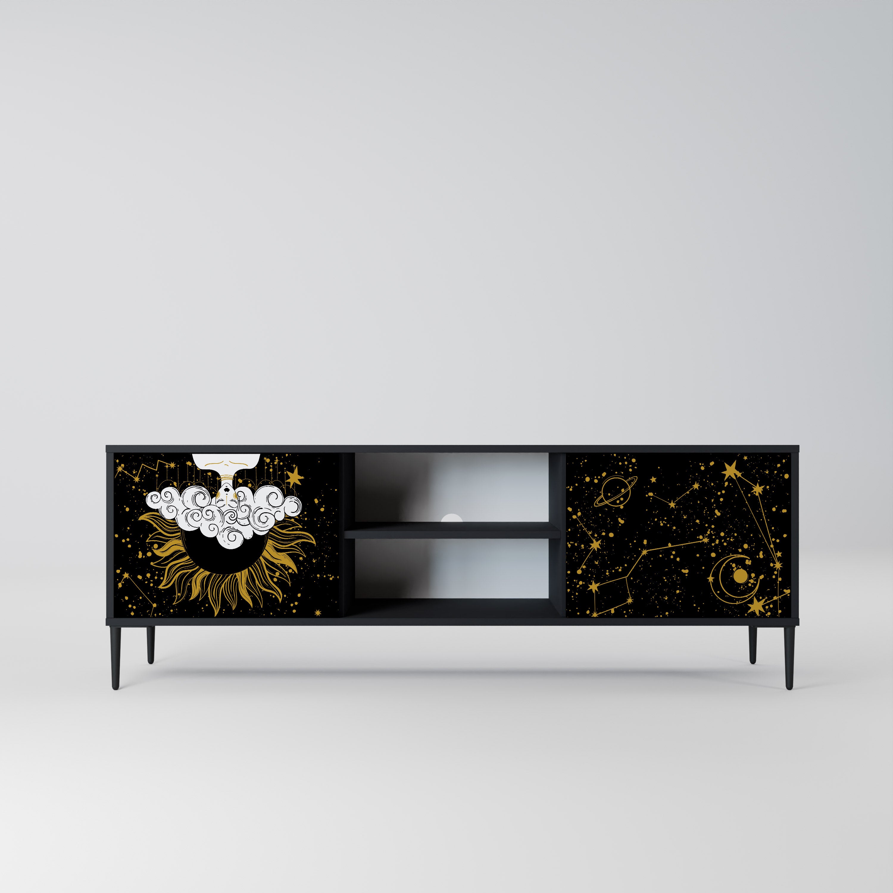 STELLAR CONSTELLATIONS 2-dörrars TV-bänk i svart finish