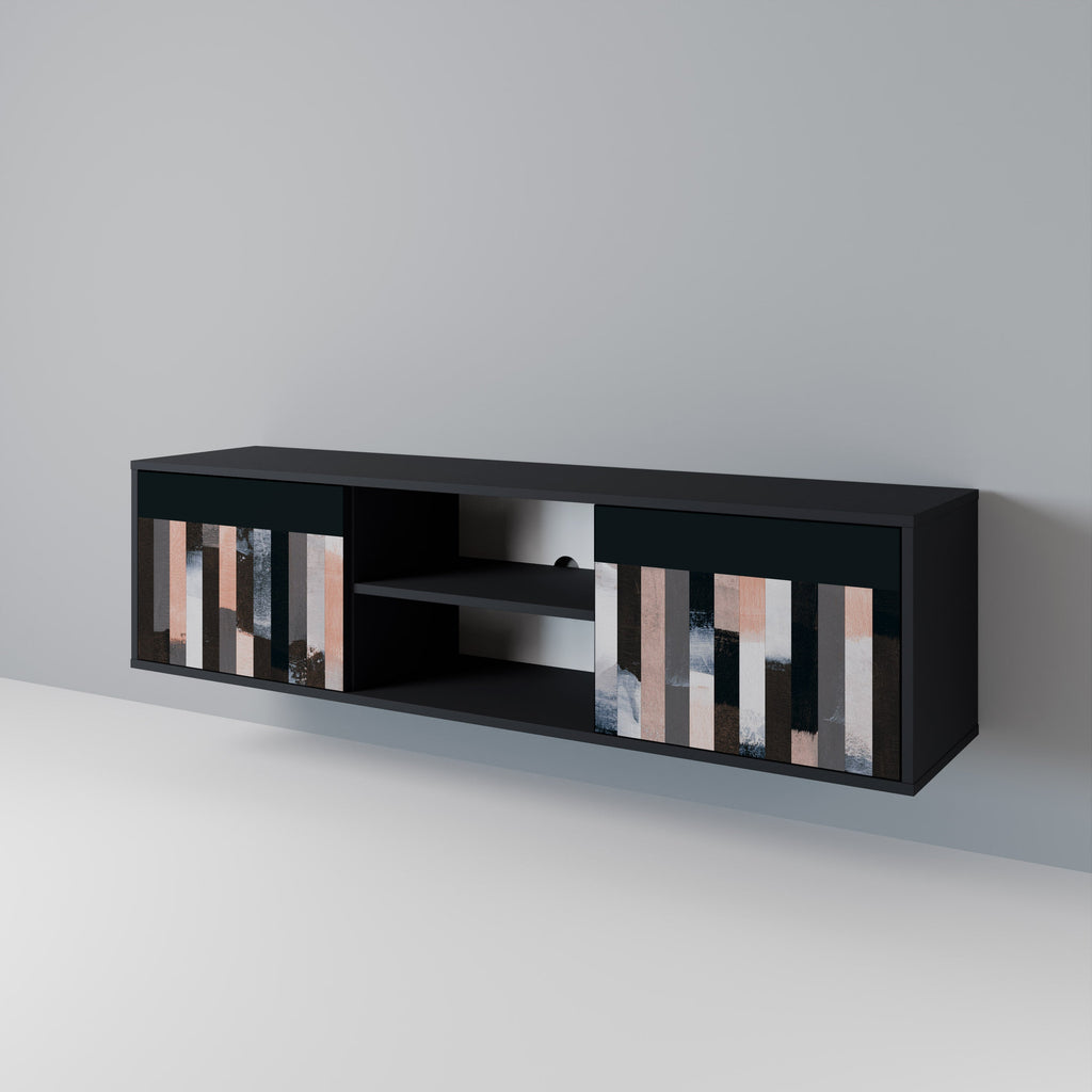 COLLAGE OF RECTANGLES 2-dörrars TV-bänk i svart finish