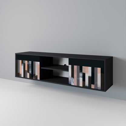 COLLAGE OF RECTANGLES 2-dörrars TV-bänk i svart finish