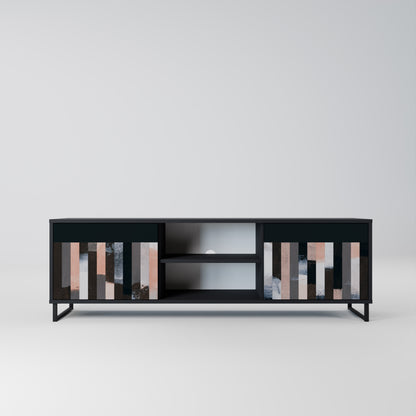 COLLAGE OF RECTANGLES 2-dörrars TV-bänk i svart finish