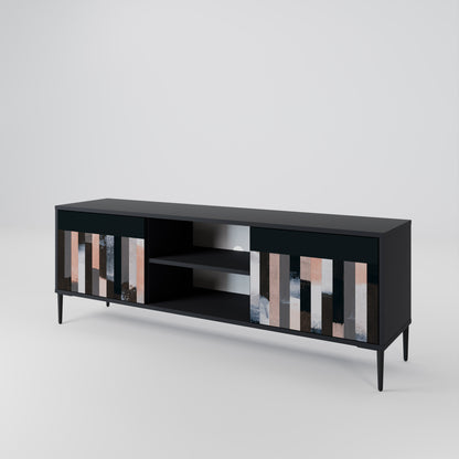 COLLAGE OF RECTANGLES 2-dörrars TV-bänk i svart finish