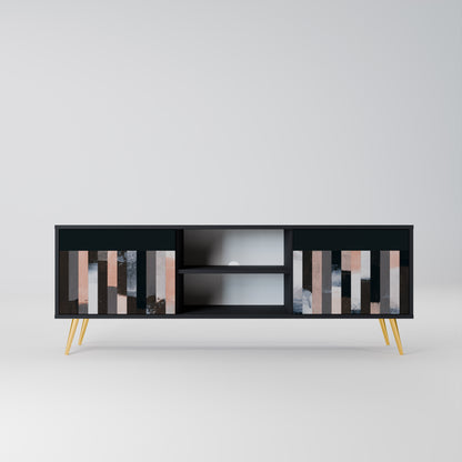 COLLAGE OF RECTANGLES 2-dörrars TV-bänk i svart finish