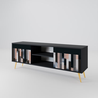 COLLAGE OF RECTANGLES 2-dörrars TV-bänk i svart finish