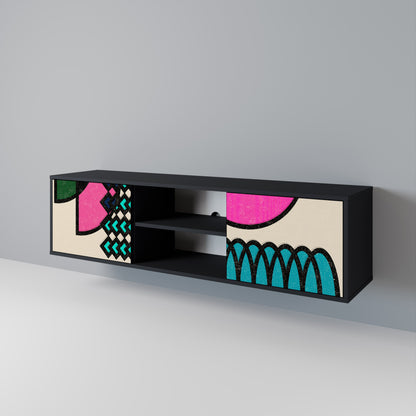 GEOMETRIC RHAPSODY 2-dörrars TV-bänk i svart finish