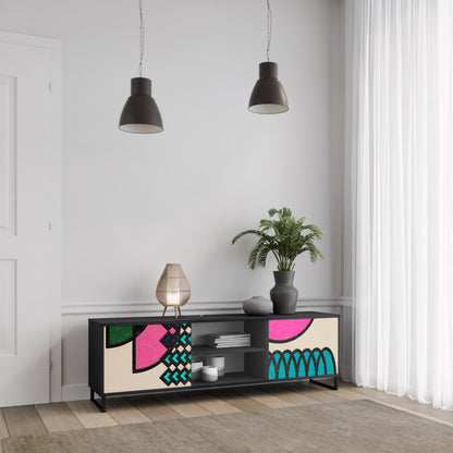 GEOMETRIC RHAPSODY 2-Door TV Stand in Black Finish