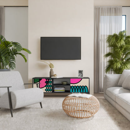 GEOMETRIC RHAPSODY 2-Door TV Stand in Black Finish