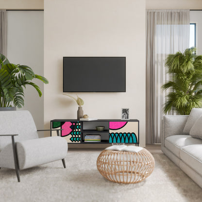 GEOMETRIC RHAPSODY 2-Door TV Stand in Black Finish