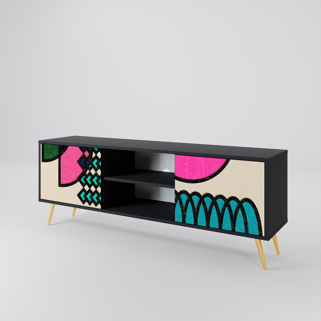 GEOMETRIC RHAPSODY 2-dörrars TV-bänk i svart finish