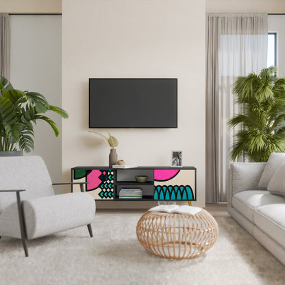 GEOMETRIC RHAPSODY 2-Door TV Stand in Black Finish