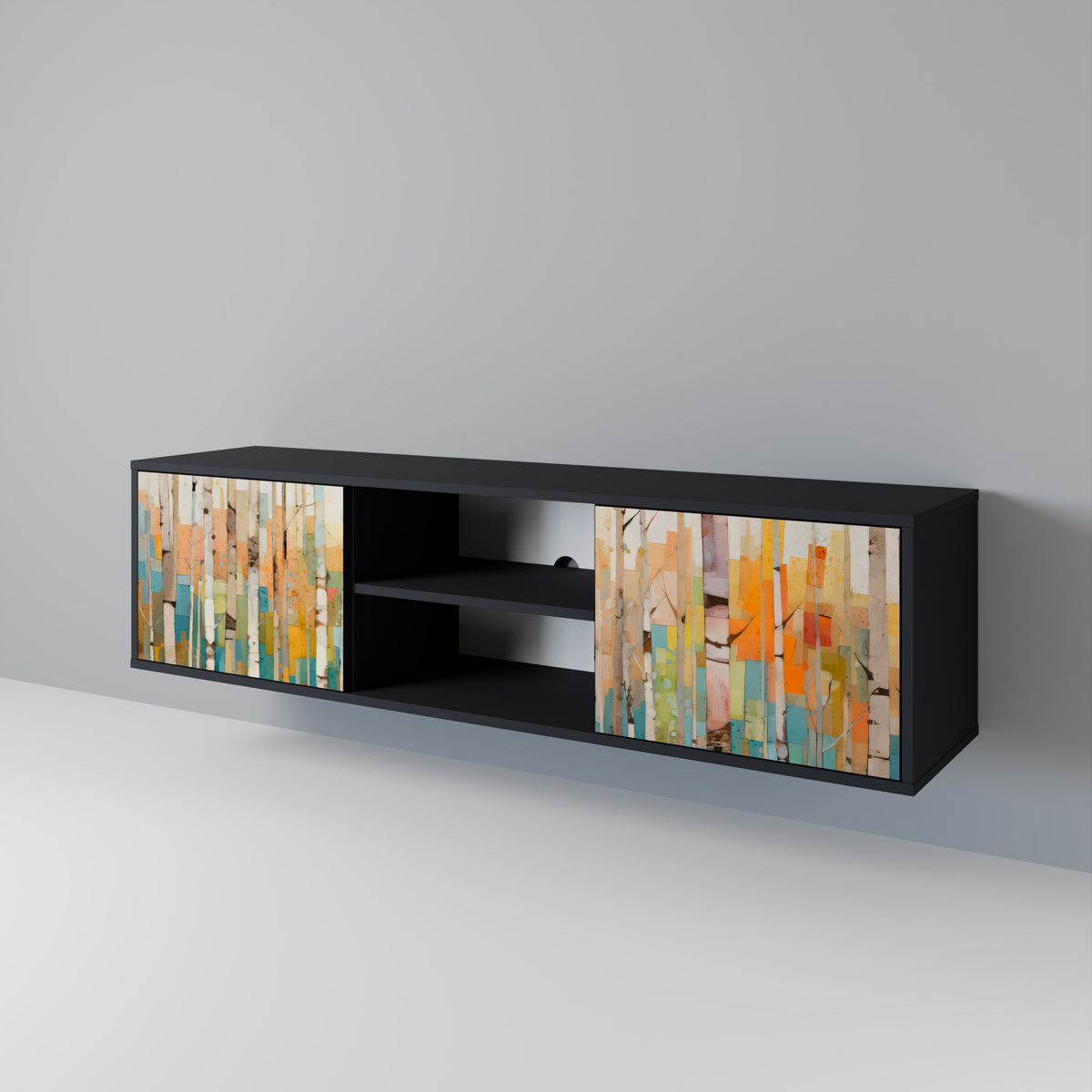 BIRCH KALEIDOSCOPE TV-bänk med två dörrar