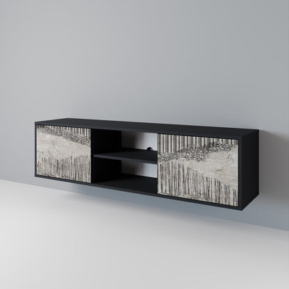 GRAIN LINES 2-Door TV Stand in Black Finish