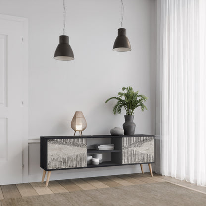 GRAIN LINES 2-Door TV Stand in Black Finish