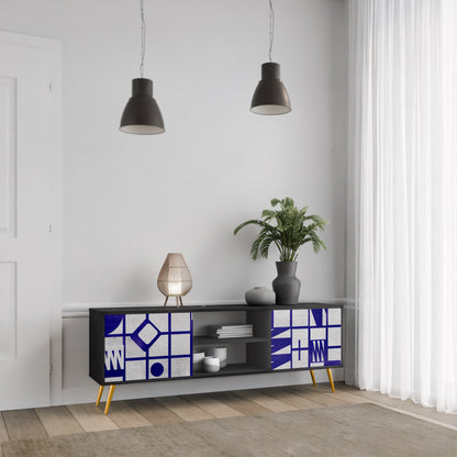 THE RIGHT PLACES 2-Door TV Stand in Black Finish