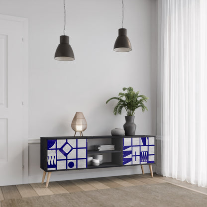 THE RIGHT PLACES 2-Door TV Stand in Black Finish