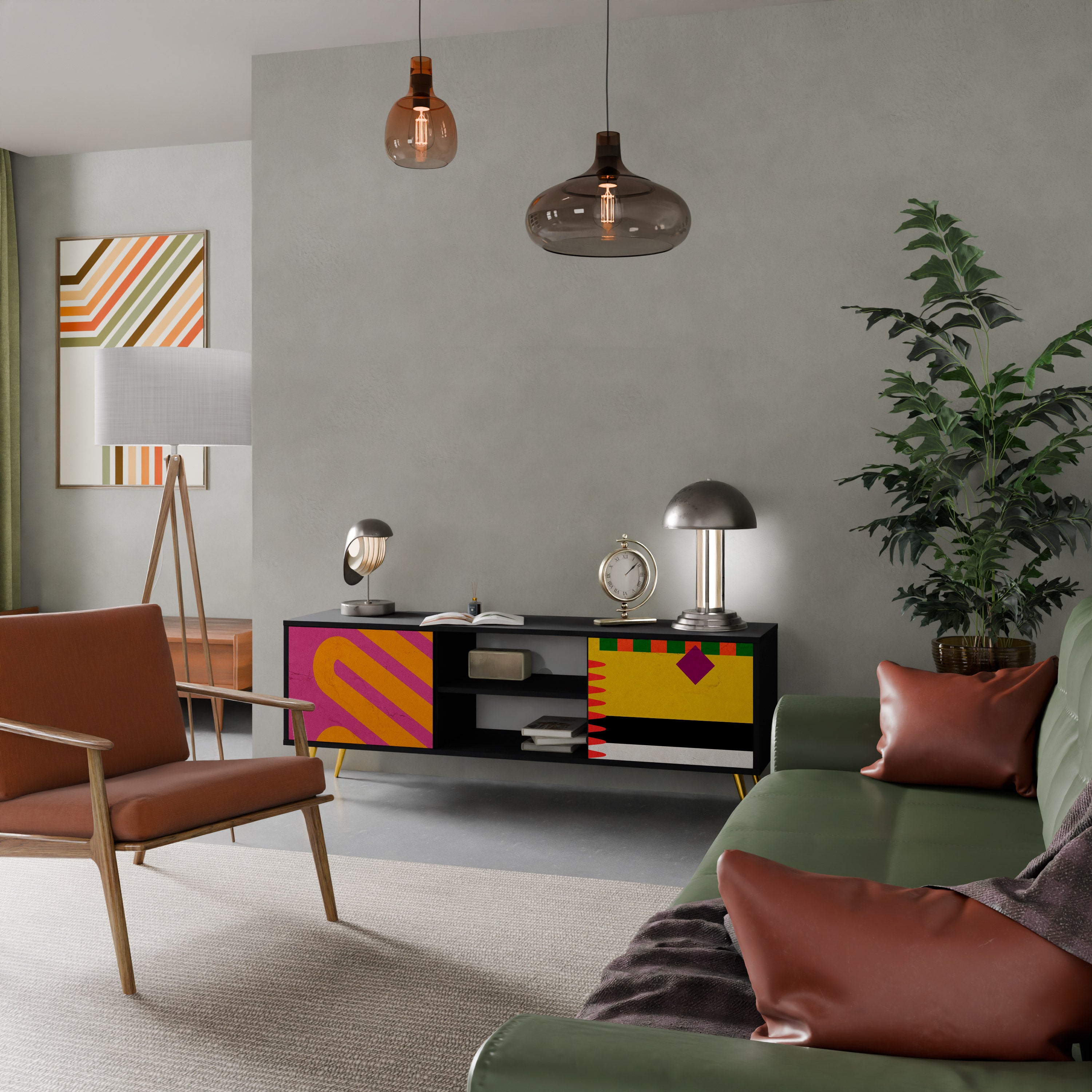 VIVID ART 2-dörrars TV-bänk i svart finish