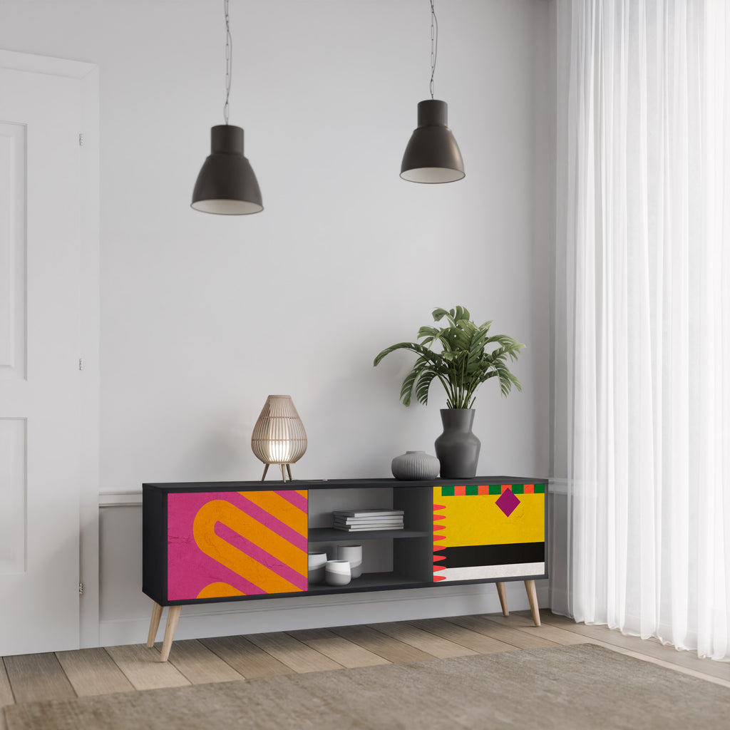 VIVID ART 2-dörrars TV-bänk i svart finish