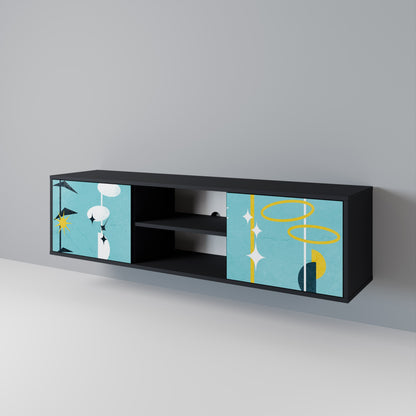 PATHS TO HAPPINESS 2-Door TV Stand in Black Finish