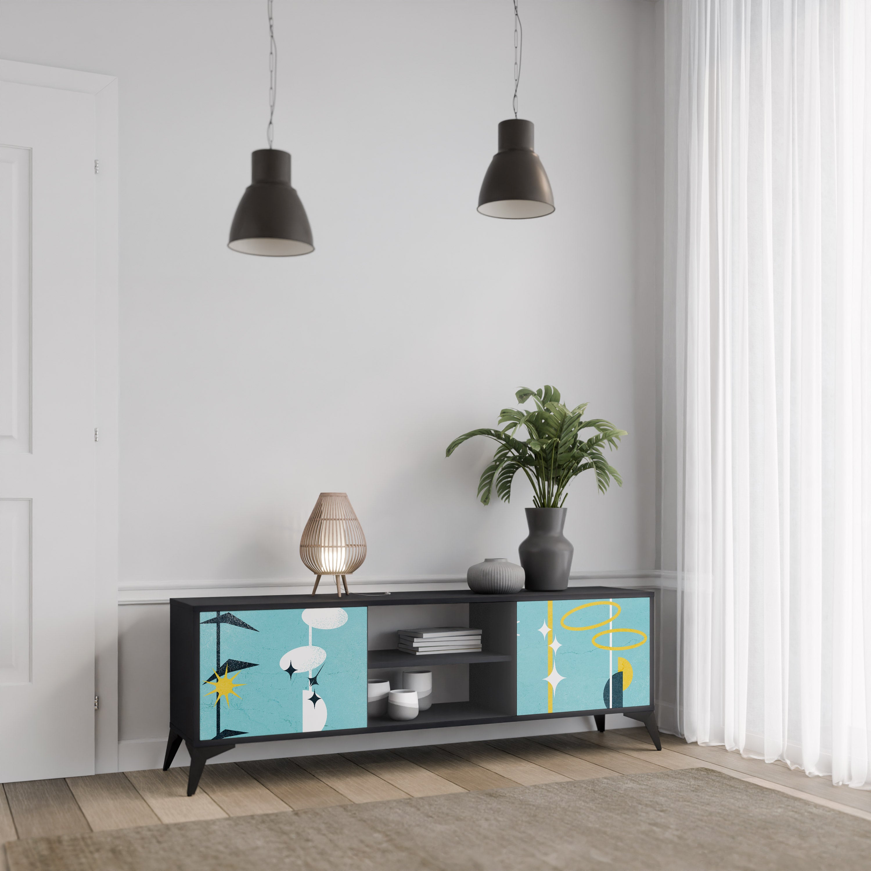 VÄGAR TILL LYCKA 2-dörrars TV-bänk i svart finish