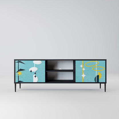 PATHS TO HAPPINESS 2-Door TV Stand in Black Finish