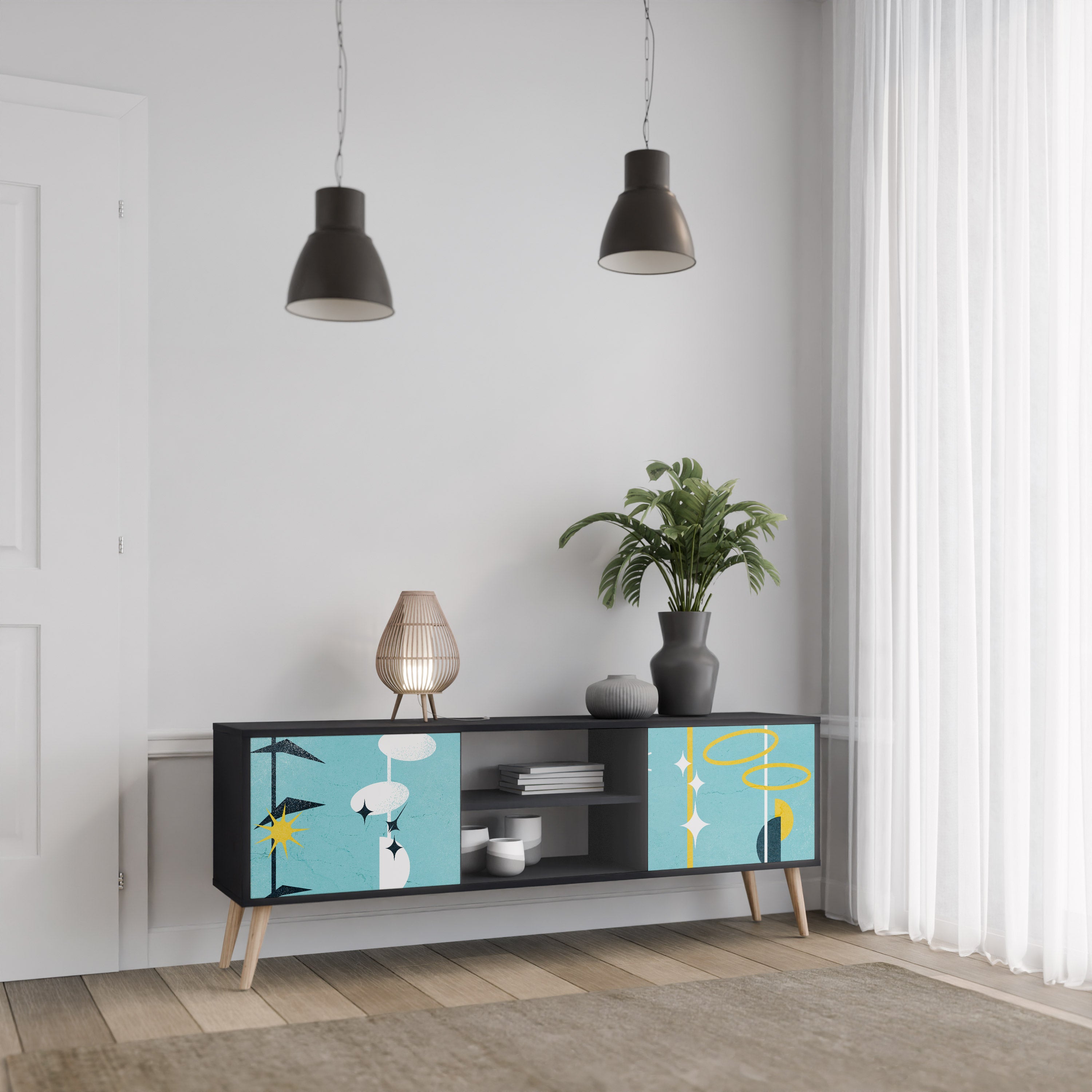 VÄGAR TILL LYCKA 2-dörrars TV-bänk i svart finish