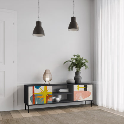 INTERSTELLAR VIBES 2-Door TV Stand in Black Finish
