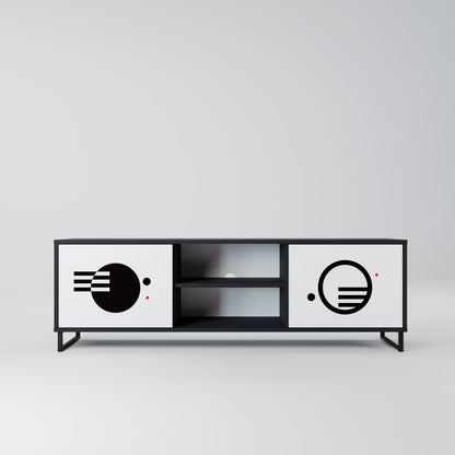 BLACK AND WHITE COMBINATION 2-Door TV Stand in Black Finish