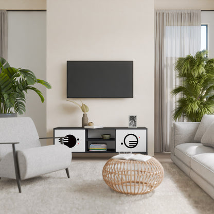 BLACK AND WHITE COMBINATION 2-Door TV Stand in Black Finish