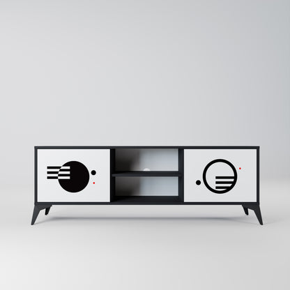 BLACK AND WHITE COMBINATION 2-Door TV Stand in Black Finish