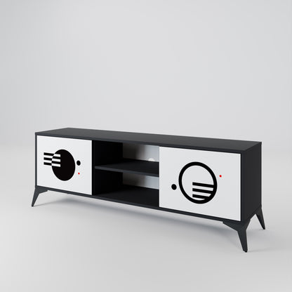 BLACK AND WHITE COMBINATION 2-Door TV Stand in Black Finish