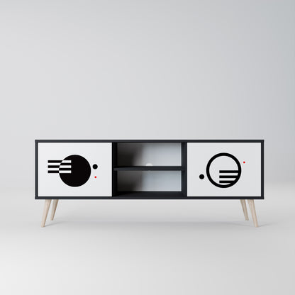 BLACK AND WHITE COMBINATION 2-Door TV Stand in Black Finish