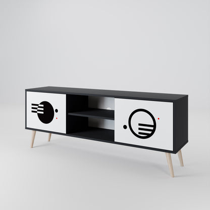BLACK AND WHITE COMBINATION 2-Door TV Stand in Black Finish