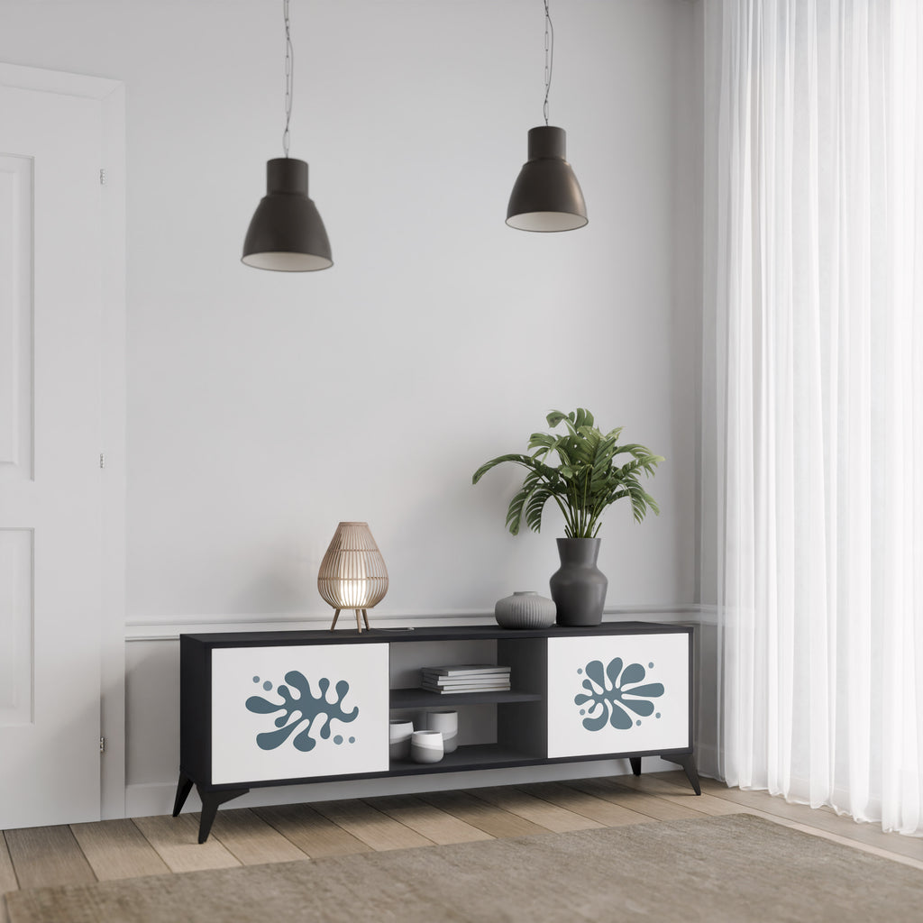 WONDERLAND VEGETATION 2-dörrars TV-bänk i svart finish