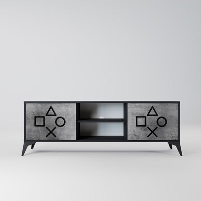 GAMER CHOICE 2-dörrars TV-bänk i svart finish