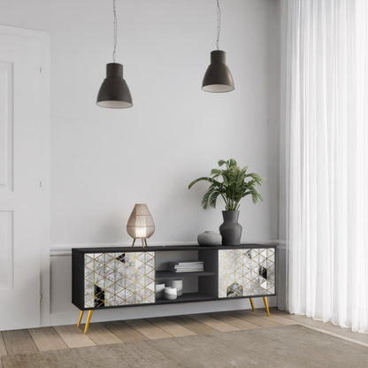 ASHEN ARIA TV-bänk med 2 dörrar i svart finish