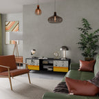 DYED BY ORANGE 2-Door TV Stand in Black Finish