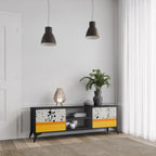 DYED BY ORANGE 2-Door TV Stand in Black Finish