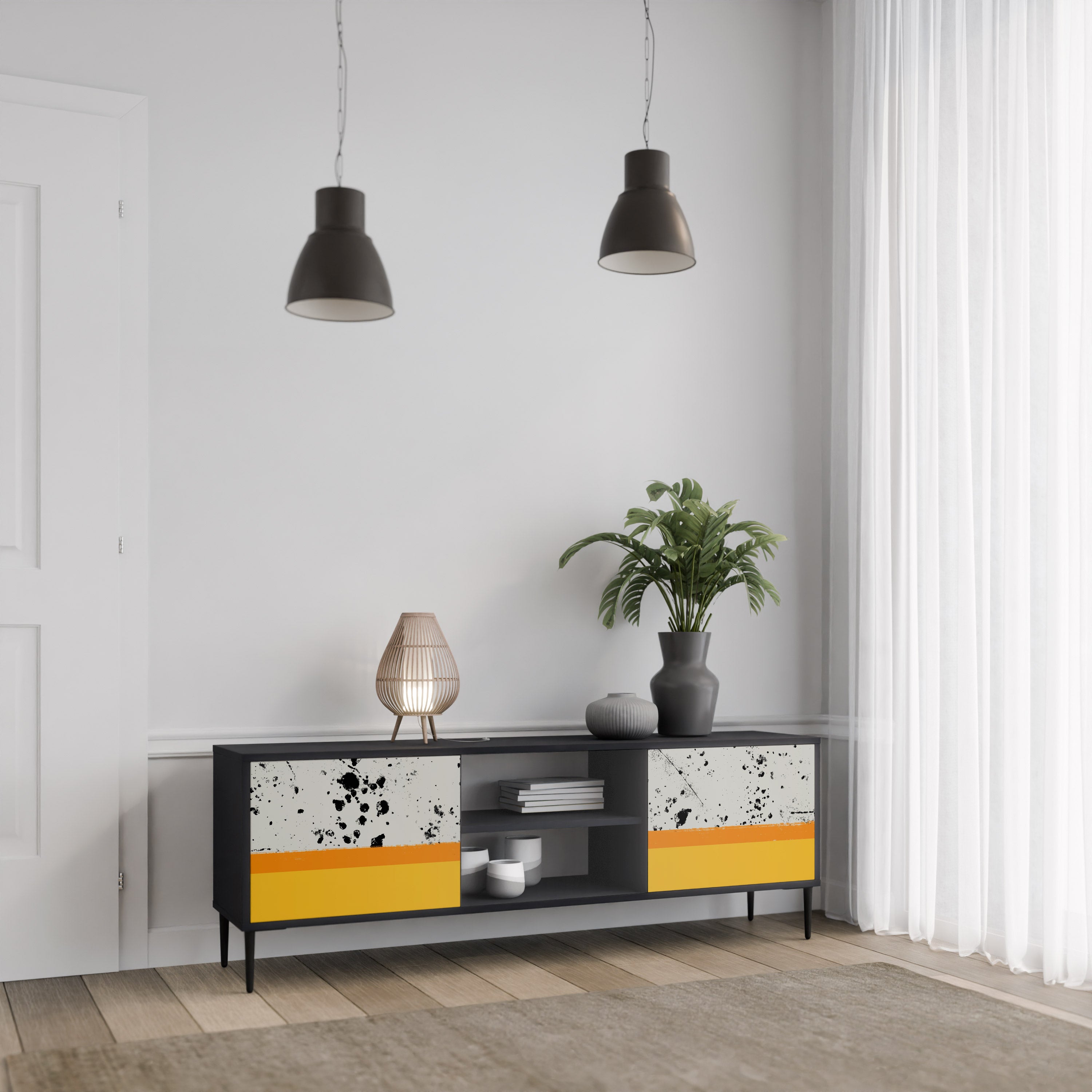 DYED BY ORANGE 2-dörrars TV-bänk i svart finish