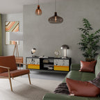 DYED BY ORANGE 2-Door TV Stand in Black Finish