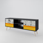 DYED BY ORANGE 2-Door TV Stand in Black Finish