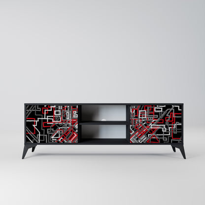 BROKEN LINES 2-Door TV Stand in Black Finish