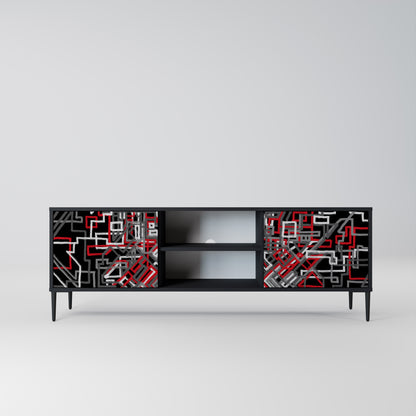 BROKEN LINES 2-Door TV Stand in Black Finish