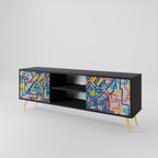MEMORIES MAP 2-Door TV Stand in Black Finish