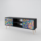 MEMORIES MAP 2-Door TV Stand in Black Finish