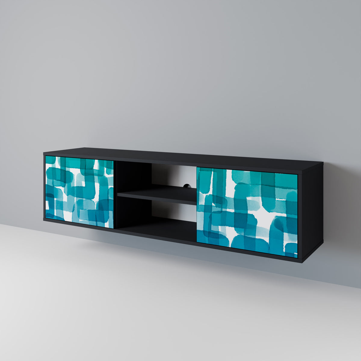 TURQUOISE RECTANGLES TV-bänk med två dörrar