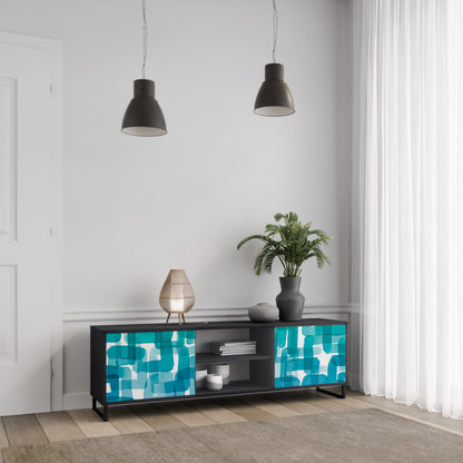 TURKOS RECTANGLES 2-dörrars TV-bänk i svart finish