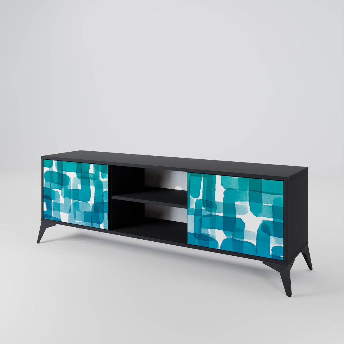 TURQUOISE RECTANGLES TV-bänk med två dörrar