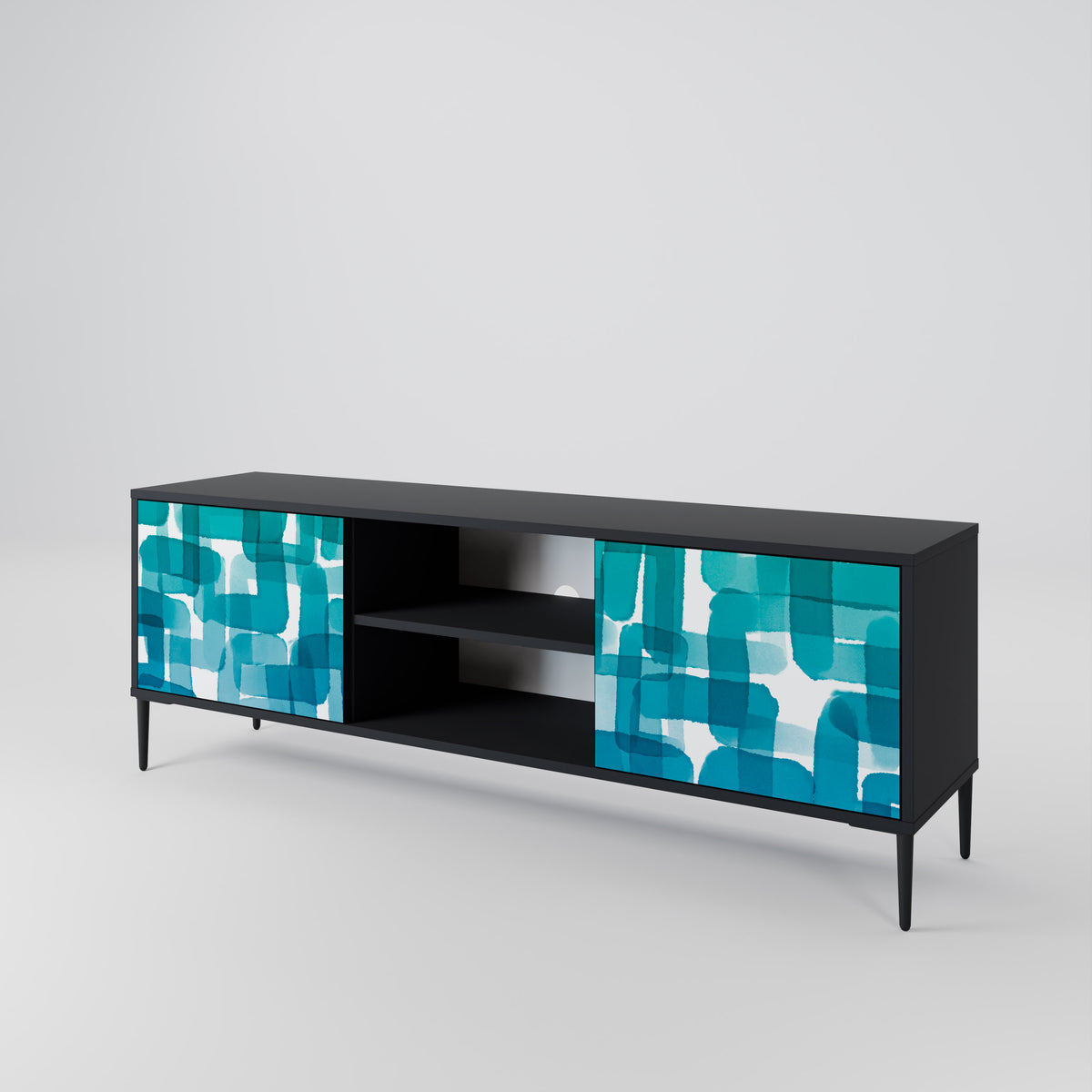 TURQUOISE RECTANGLES TV-bänk med två dörrar